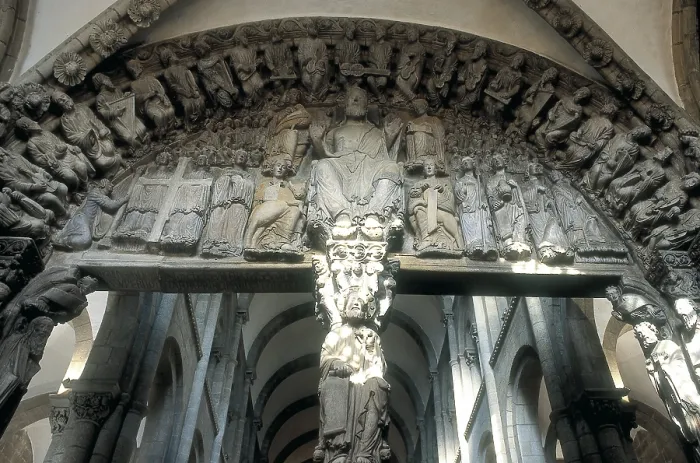 Framed Print : MATEOMaestro (1161-1217). Santiago de Compostela Cathedral. Portico da Gloria. 1168-1188. SPAIN. GALICIA. LA CORUNA. Santiago de Compostela. Cathedral of Santiago de Compostela