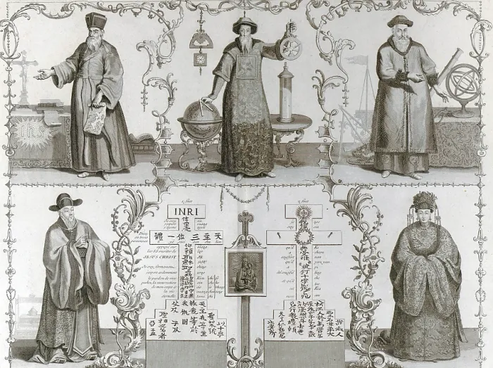 Framed Print : Matteo Ricci, a Jesuit missionary to China (top left) moved into Chinese society with restrait, learning the language and culture, dressing as a Chinese scholar