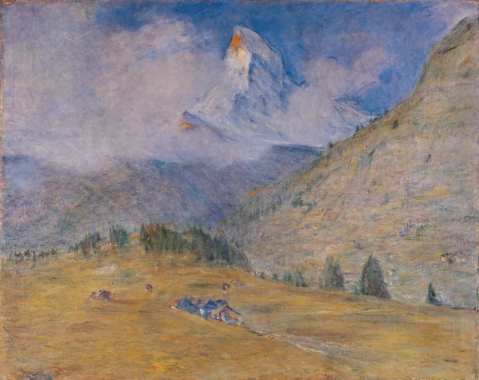 Framed Print : Matterhorn Discovered, by Clemente Pugliese Levi, 1914, 20th Century, oil on canvas, cm 126 x 158 - Italy, Lombardy, Milan, private collection. All