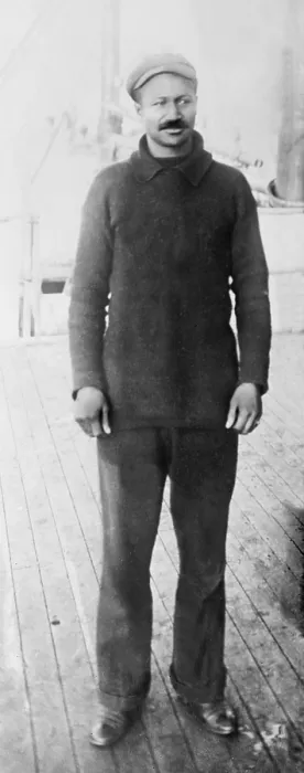 Framed Print : Matthew Henson (1866-1955), African American member of Robert Peary's Arctic exploration team, on the deck of the expedition ship, 'Roosevelt' in 1906
