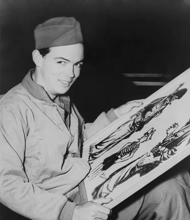 Framed Print : Bill Mauldin, American World War 2 soldier and cartoonist won his first Pulitzer Prize in 1945