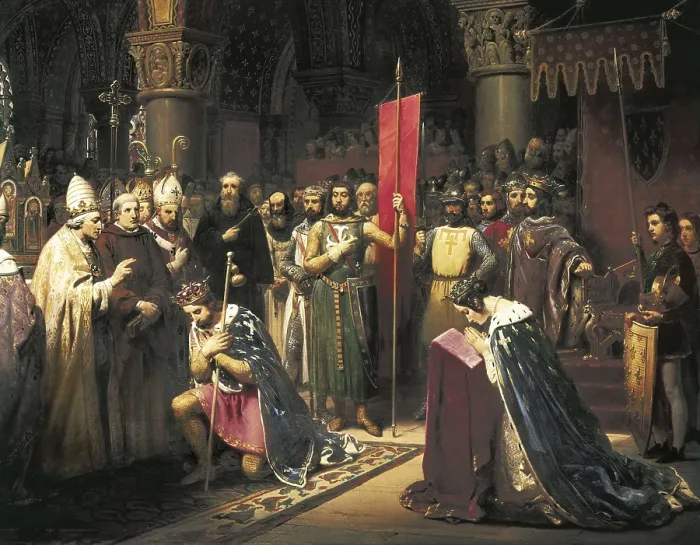 Framed Print : MAUZAISSE, Jean Baptiste (1784-1844). King Louis VII takes the Oriflamme at Saint-Denis, 1147. 1840. Second Crusade Framed Print : MAUZAISSE, Jean Baptiste (1784-1844). King Louis VII takes the Oriflamme at Saint-Denis, 1147. 1840. Second Crusade