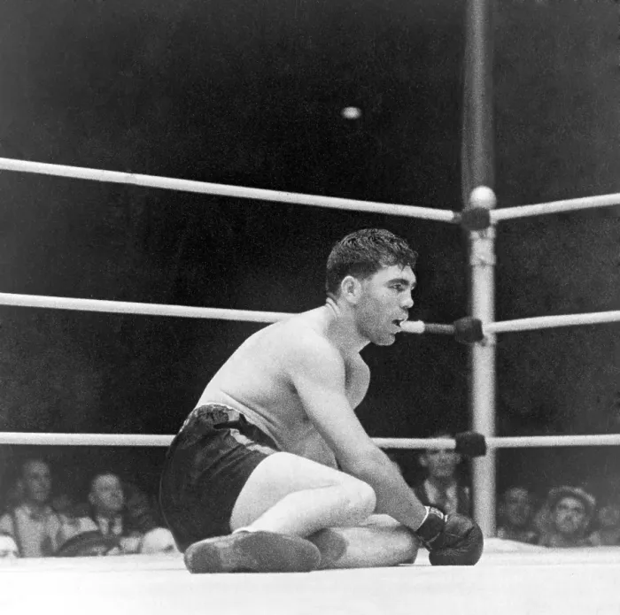 Framed Print : Max Schmeling (1905-2005), German heavyweight, knocked down during his fight with Max Baer on June 8, 1933
