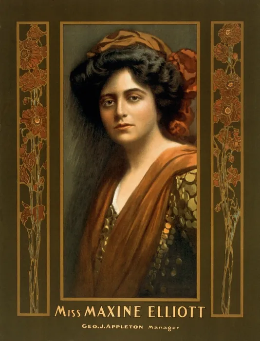 Framed Print : Maxine Elliott 1868-1940 an actress romantically linked with J.P. Morgan in the early 1900s. He is believed to have financed her Broadway theater in 1907. 1905 poster Framed Print : Maxine Elliott 1868-1940 an actress romantically linked with J.P. Morgan in the early 1900s. He is believed to have financed her Broadway theater in 1907. 1905 poster
