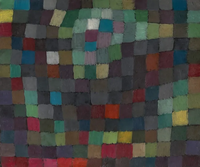 Framed Print : MAY PICTURE, by Paul Klee, 1925, Swiss painting, oil on cardboard. This is from Klee's Magic Square series, which grew out of a visit to Tunisia in 1914 (BSLOC_2017_7_71)