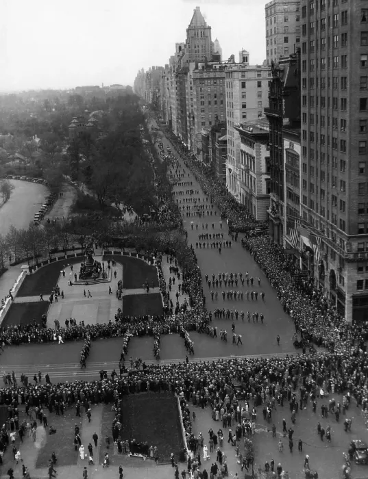 Framed Print : Mayor Jimmy Walker leads a parade as a demonstration against taxation along Fifth Avenue and Central Park South, New York City, May 14, 1932