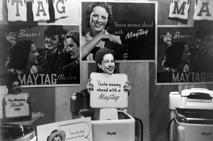 Framed Print : Maytag clothes washer exhibit at the Champlain Valley Exposition, Vermont in Aug. 1941. (BSLOC_2014_13_221)