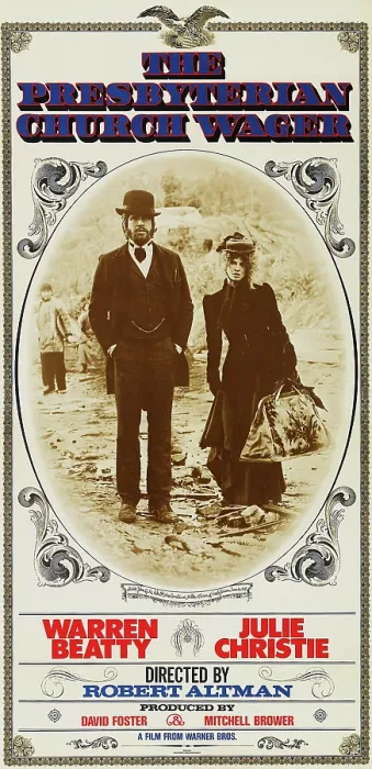 Framed Print : MCCABE AND MRS. MILLER, l-r: Warren Beatty, Julie Christie on poster art, 1971