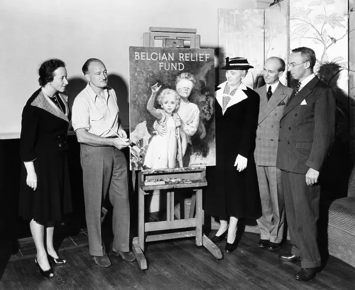 Framed Print : McClelland Barclay illustrated the official poster of the Belgian Relief Fund, Inc