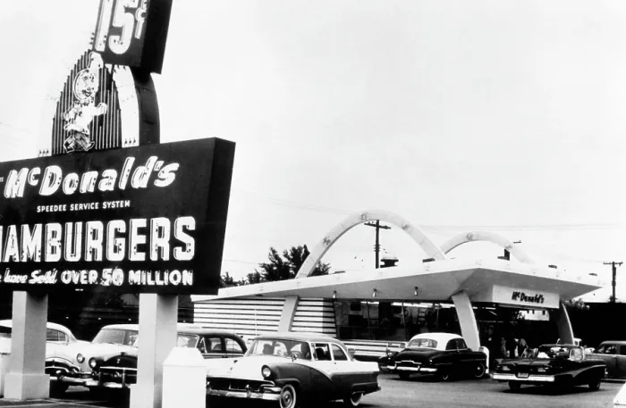 Framed Print : A McDonalds restaurant, featuring a ten item menu built around a 15 cent hamburger, c. 1950s. Courtesy: CSU Archives / Everett Collection Framed Print : A McDonalds restaurant, featuring a ten item menu built around a 15 cent hamburger, c. 1950s. Courtesy: CSU Archives / Everett Collection