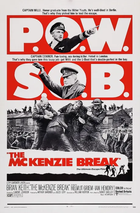 Framed Print : THE MCKENZIE BREAK, US poster, Helmut Griem (top), Brian Keith (center), 1970