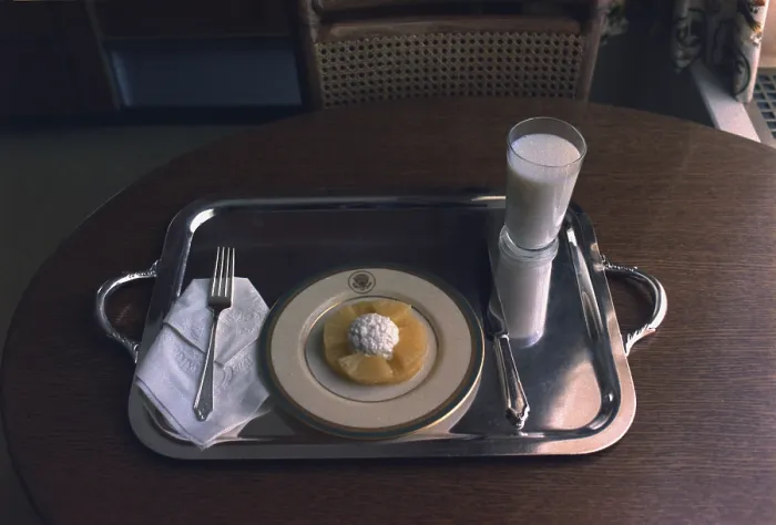 Framed Print : The last meal Nixon ate at the White House prior to him leaving the White House after his resignation. Aug. 9 1974