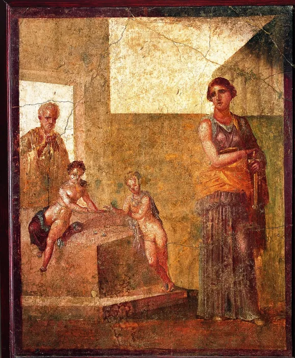 Framed Print : Medea, by unknown artist, 62-79, 1st Century A.D. ripped fresco, 127 x 104 cm - Italy, Campania, Naples, National Archaeological Museum, Room LXXII, inv. 8977