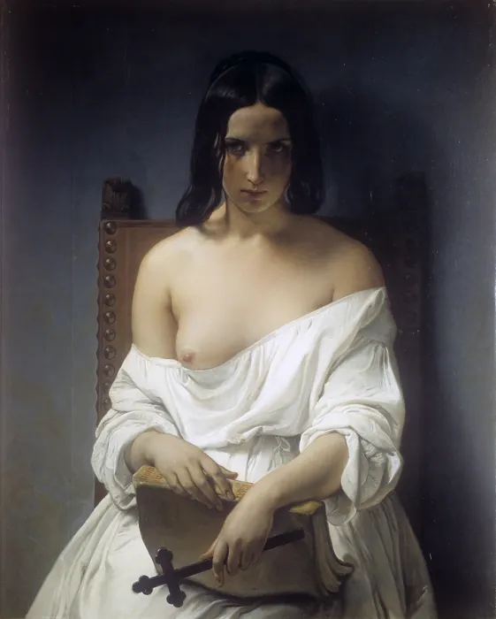 Framed Print : Meditation, by Francesco Hayez, 1851, 19th Century, oil on canvas - Italy, Veneto, Verona, Civic Collection of Modern Art. Whole artwork view