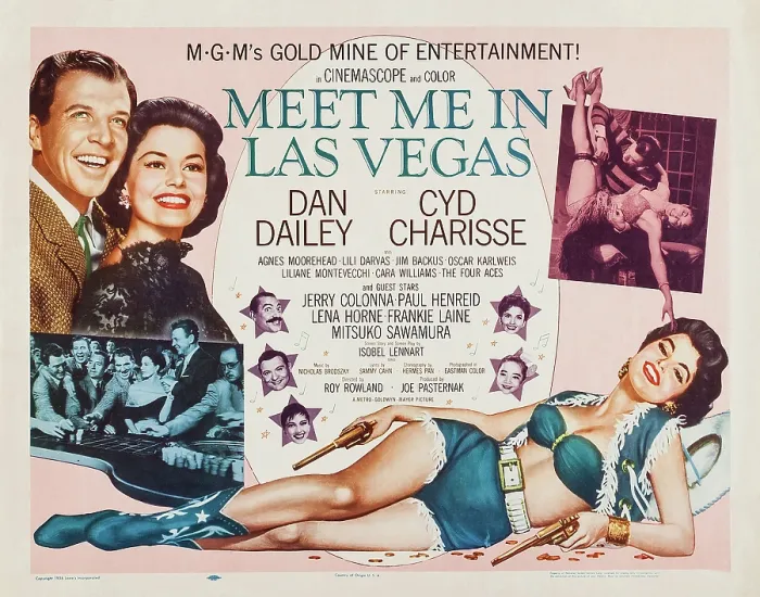 Framed Print : MEET ME IN LAS VEGAS, US poster art, left: Dan Dailey, Cyd Charisse; left stars from top: Jerry Colonna, Frankie Laine, Liliane Montevecchi; right stars from top: Lena Horne Framed Print : MEET ME IN LAS VEGAS, US poster art, left: Dan Dailey, Cyd Charisse; left stars from top: Jerry Colonna, Frankie Laine, Liliane Montevecchi; right stars from top: Lena Horne