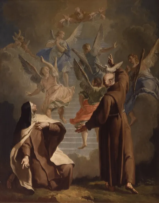 Framed Print : Meeting between Saint Peter d'Alcantare and a Nun, by Francesco Fontebasso, 18th Century, canvas - Italy, Veneto, Venice, Church of Saint Francis della Vigna Framed Print : Meeting between Saint Peter d'Alcantare and a Nun, by Francesco Fontebasso, 18th Century, canvas - Italy, Veneto, Venice, Church of Saint Francis della Vigna