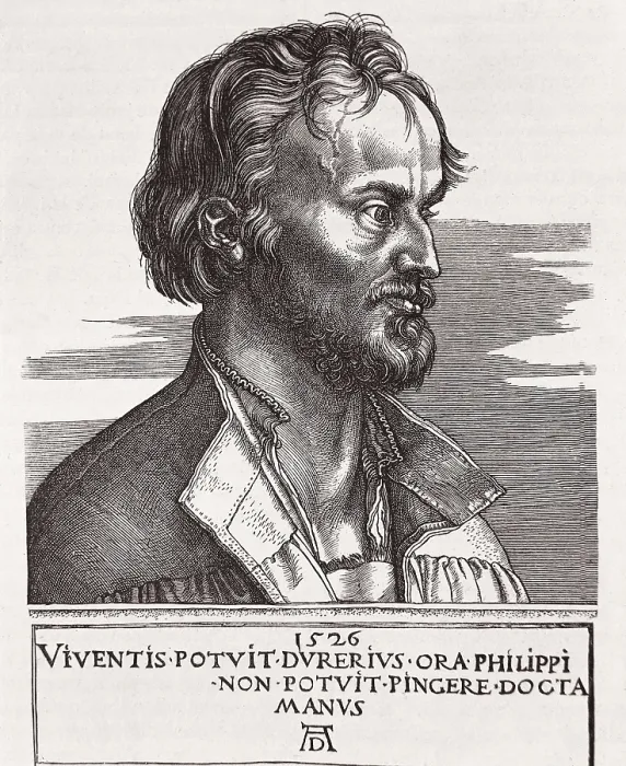 Framed Print : MELANCHTON, Philipp Schwarzerd, called (1497-1560). Theologian and Luther's collaborator. Work by DURER, Albrecht (1471-1528). Renaissance art. Engraving. FRANCE. Chantilly