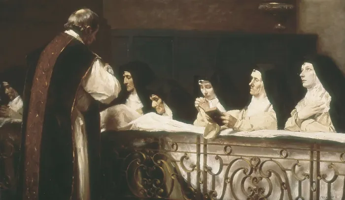 Framed Print : MELIDA, Enrique (1838-1892). Communion of the Nuns. Romanticism. Oil on canvas. SPAIN. Malaga. Fine Arts Museum. AISA / Everett Collection**US SALES ONLY**
