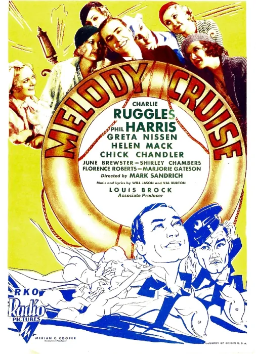 Framed Print : MELODY CRUISE, top center: Phil Harris, bottom from left: Phil Harris, Charlie Ruggles on midget window card, 1933