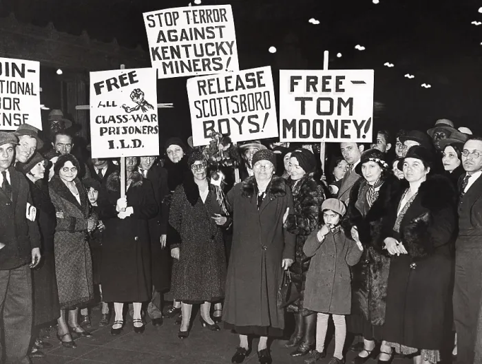 Framed Print : Members of the International Labor Defense greet Mrs. Mary Mooney (center). March 4, 1932. The mother of Thomas Mooney, campaigned against her son's corrupt 1916 trial