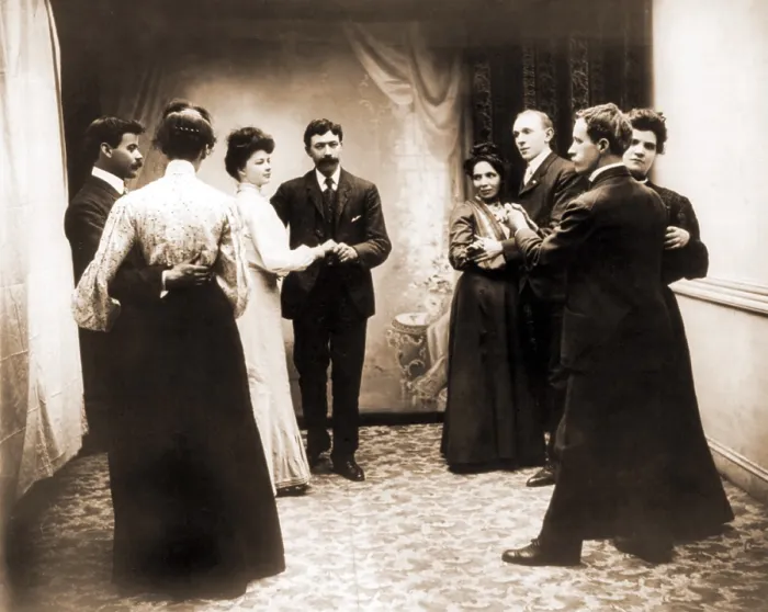 Framed Print : Members of the Monaghan Men's Irish Dancing Class and their partners perform the Irish quadrille