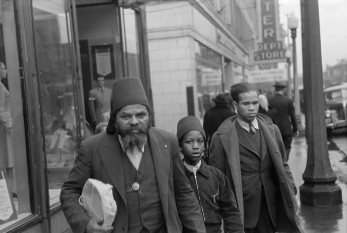 Framed Print : Members of the Moors, an African American religious group of Chicago, Illinois, 1941. The Moorish Science Temple of America was founded in 1913 by Timothy Drew, a.k.a Framed Print : Members of the Moors, an African American religious group of Chicago, Illinois, 1941. The Moorish Science Temple of America was founded in 1913 by Timothy Drew, a.k.a