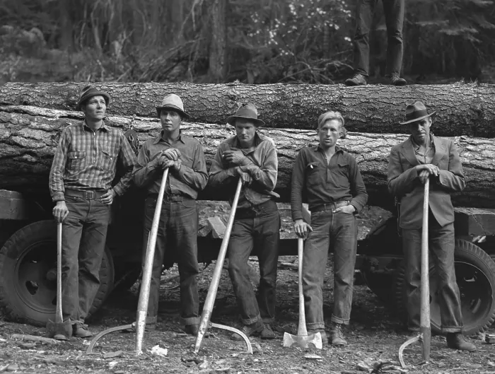 Framed Print : Members of Ola self-help sawmill co-op. Oct. 1939