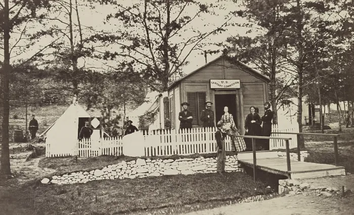Framed Print : Members of the US Sanitary Commission at convalescent camp near Alexandria, Virginia Framed Print : Members of the US Sanitary Commission at convalescent camp near Alexandria, Virginia