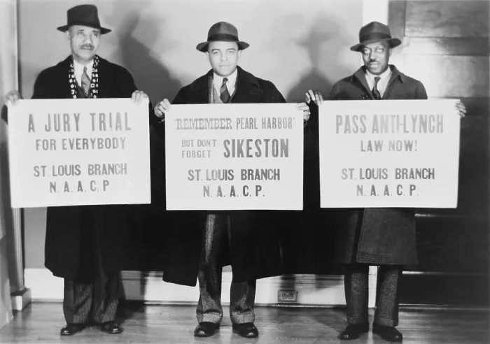 Framed Print : Members of the St. Louis branch of the NAACP demonstrate against the lynching of Cleo Wright in Sikeston, Missouri, on January 25, 1942. Just two months after U.S