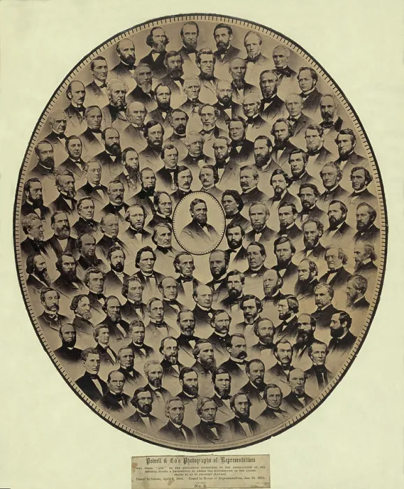 Framed Print : Members of the U.S. House of Representatives who voted Aye on the 13th Amendment the Constitution of the United States which prohibited slavery