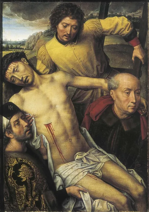 Framed Print : MEMLING, Hans (1433-1494). Deposition from the Cross. 1470s. Flemish art. Oil on wood. SPAIN. Granada. Royal Chapel. AISA / Everett Collection**US SALES ONLY** Framed Print : MEMLING, Hans (1433-1494). Deposition from the Cross. 1470s. Flemish art. Oil on wood. SPAIN. Granada. Royal Chapel. AISA / Everett Collection**US SALES ONLY**