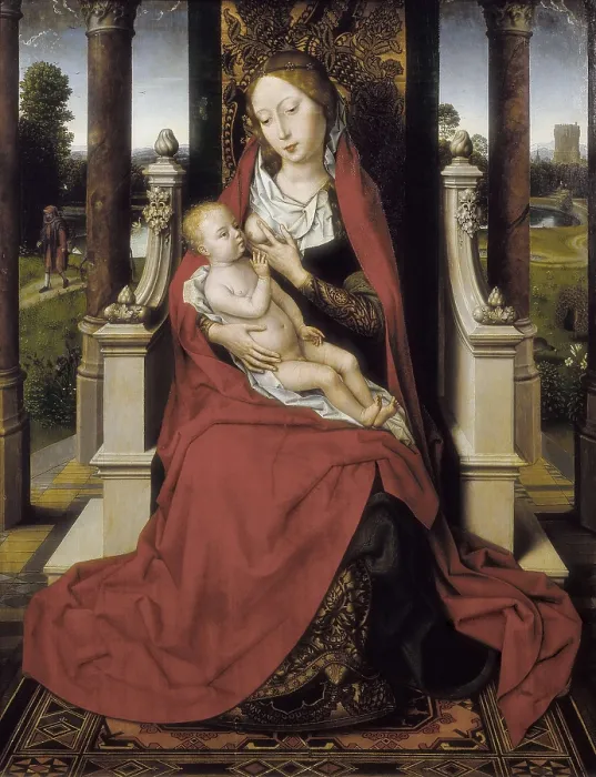Framed Print : MEMLING, Hans (1433-1494). Motherhood. end 15th c. Flemish art. Oil on wood. SPAIN. Granada. Royal Chapel. AISA / Everett Collection**US SALES ONLY** Framed Print : MEMLING, Hans (1433-1494). Motherhood. end 15th c. Flemish art. Oil on wood. SPAIN. Granada. Royal Chapel. AISA / Everett Collection**US SALES ONLY**