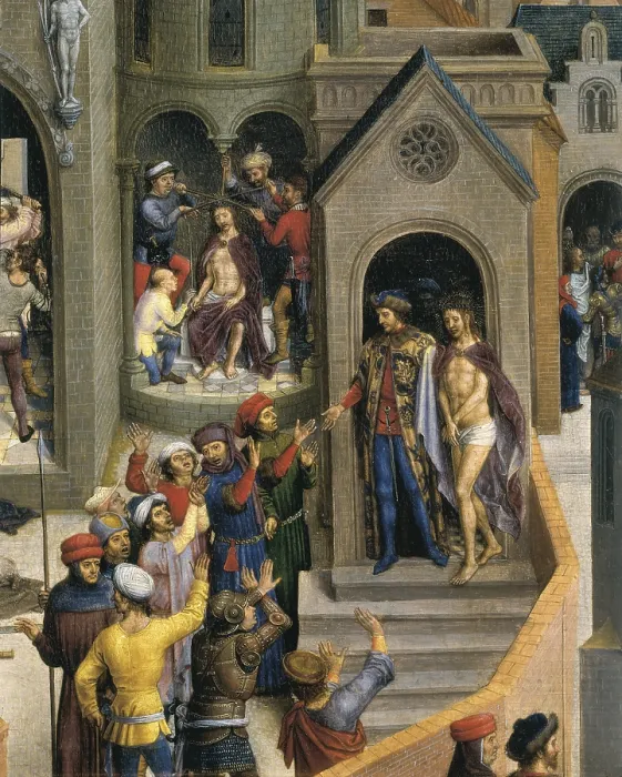 Framed Print : MEMLING, Hans (1433-1494). Passion of the Christ. 1840. Detail with the crown of thorns and the Ecce Homo. Flemish art. Oil on wood. ITALY. Turin