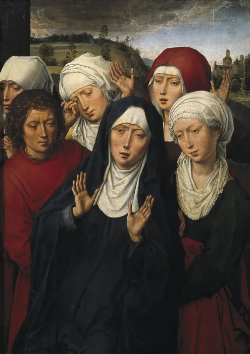 Framed Print : MEMLINGHans (1433-1494). The Weeping of the Holy Women. SPAIN. Granada. Royal Chapel. Flemish art. Oil on wood. AISA / Everett Collection (3594)**US SALES ONLY**