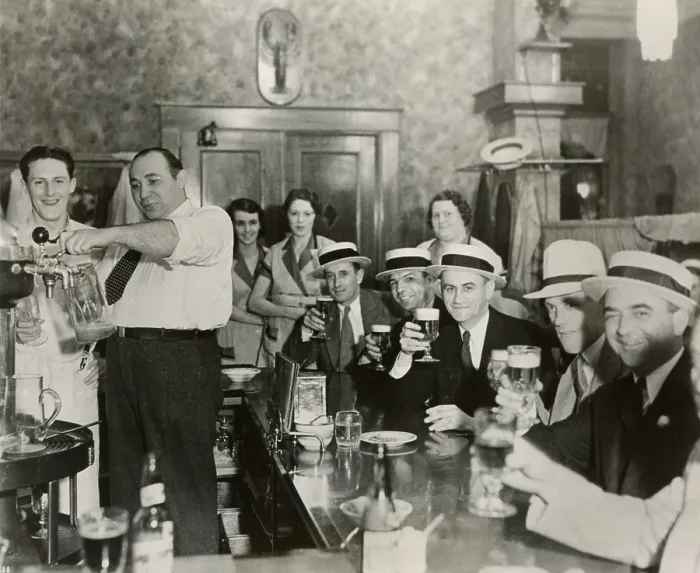 Framed Print : Men enjoying 3.2% beer on the 4th of July in Bangor, Maine, 1933. (BSLOC_2013_8_146) Framed Print : Men enjoying 3.2% beer on the 4th of July in Bangor, Maine, 1933. (BSLOC_2013_8_146)