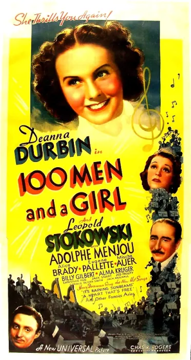 Framed Print : ONE HUNDRED MEN AND A GIRL, top: Deanna Durbin, right top: Alice Brady, bottom right: Adolphe Menjou, bottom left: Mischa Auer, 1937