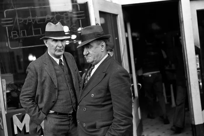 Framed Print : Men in front of a pool hall, Omaha, Nebraska, photograph by John Vachon, November, 1938 Framed Print : Men in front of a pool hall, Omaha, Nebraska, photograph by John Vachon, November, 1938
