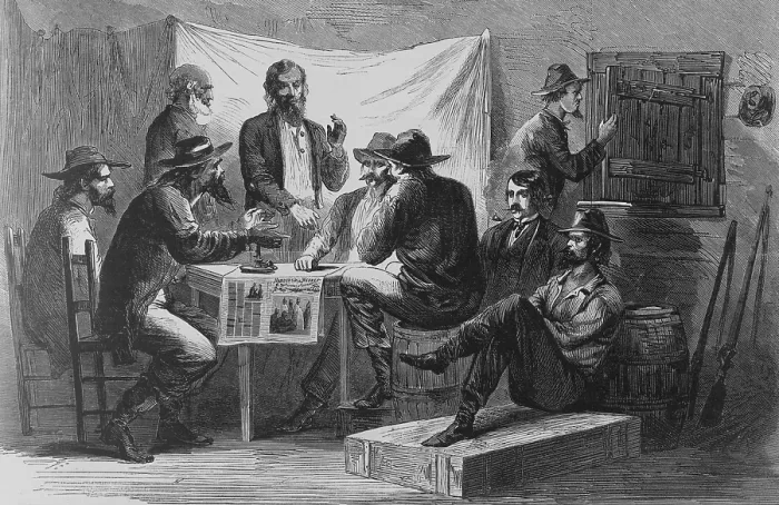 Framed Print : Nine men at a secret meeting of southern unionists Framed Print : Nine men at a secret meeting of southern unionists