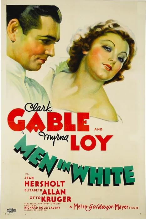 Framed Print : MEN IN WHITE, Clark Gable, Myrna Loy, 1934