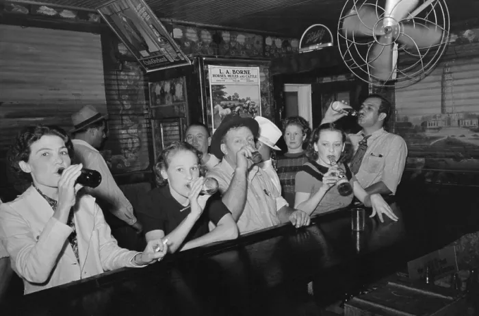 Framed Print : Men and women drinking beer in a bar on crab boil night, in Raceland, Louisiana. Sept. 1938 photo by Russell Lee. (BSLOC_2015_14_140) Framed Print : Men and women drinking beer in a bar on crab boil night, in Raceland, Louisiana. Sept. 1938 photo by Russell Lee. (BSLOC_2015_14_140)