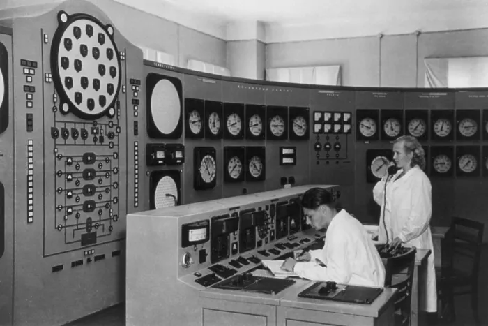 Framed Print : Men and women engineers at an atomic electric power station in Obninsk, Soviet Union. June 1947. (BSLOC_2015_14_127) Framed Print : Men and women engineers at an atomic electric power station in Obninsk, Soviet Union. June 1947. (BSLOC_2015_14_127)