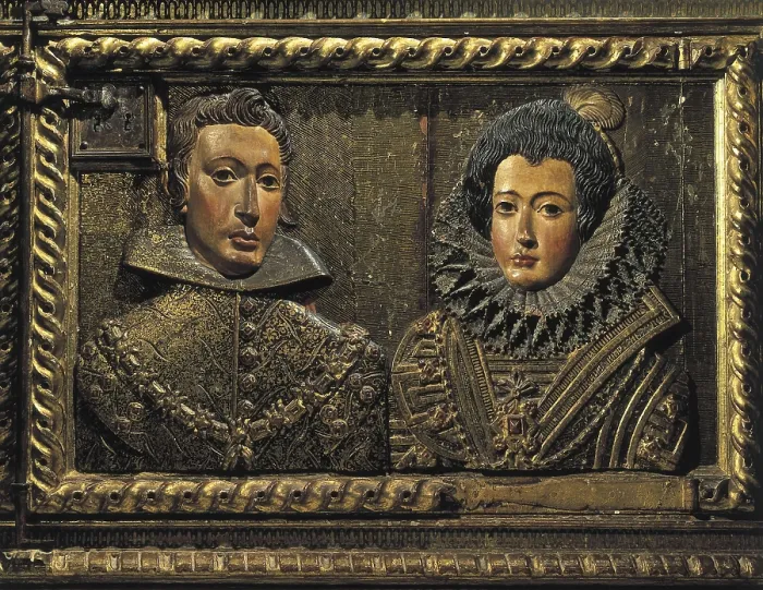 Framed Print : MENA, Alonso de (1587-1646). Reliquary-altarpice of the Royal Chapel. ca. 1623. SPAIN. Granada. Royal Chapel. Detail of the pedestal. Sculpture; Relief