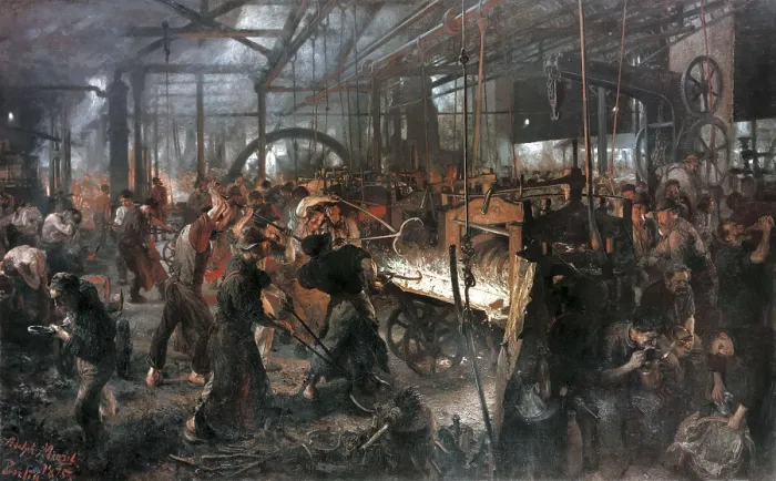 Framed Print : MENZEL, Adolf von (1815-1905). The Foundry. 1875. Oil on canvas. GERMANY. Berlin. Nationalgalerie (National Gallery). AISA / Everett Collection**US SALES ONLY**