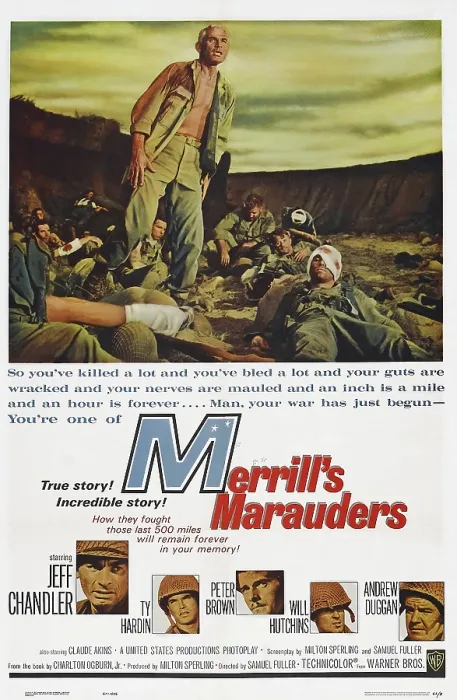 Framed Print : MERRILL'S MARAUDERS, US poster art, top: Jeff Chandler; bottom, from left: Jeff Chandler, Ty Hardin, Peter Brown, Will Hutchins, Andrew Duggan, 1962