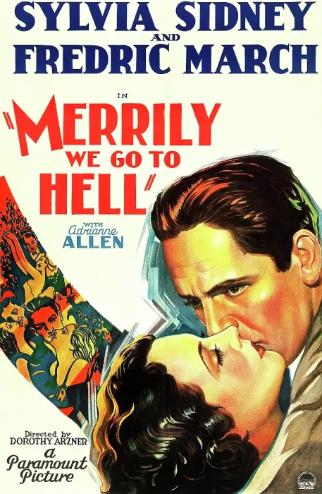 Framed Print : MERRILY WE GO TO HELL, from top on US poster art: Fredric March, Sylvia Sidney, 1932
