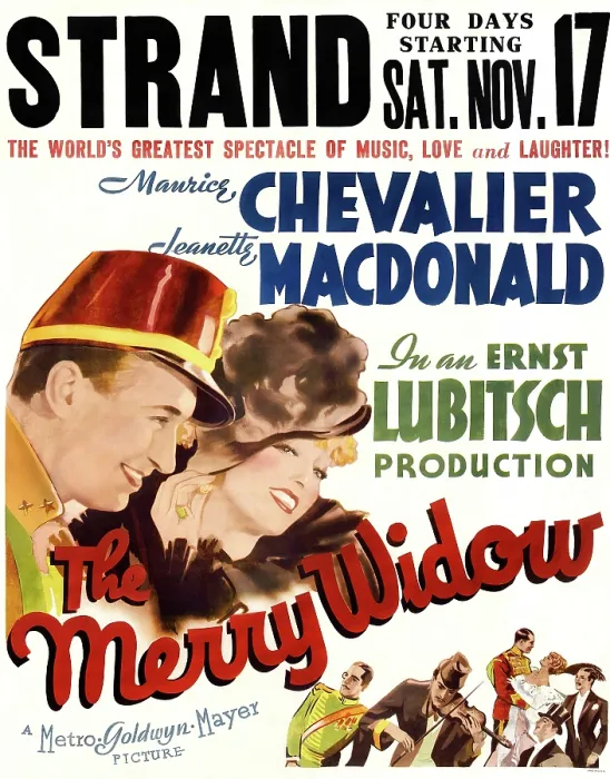 Framed Print : THE MERRY WIDOW, US poster, from left: Maurice Chevallier, Jeanette MacDonald, 1934