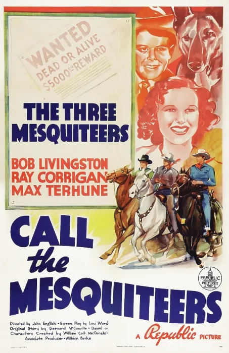 Framed Print : CALL THE MESQUITEERS, US poster art, Robert Livingston, Max Terhune, Ray Corrigan, 1938 Framed Print : CALL THE MESQUITEERS, US poster art, Robert Livingston, Max Terhune, Ray Corrigan, 1938