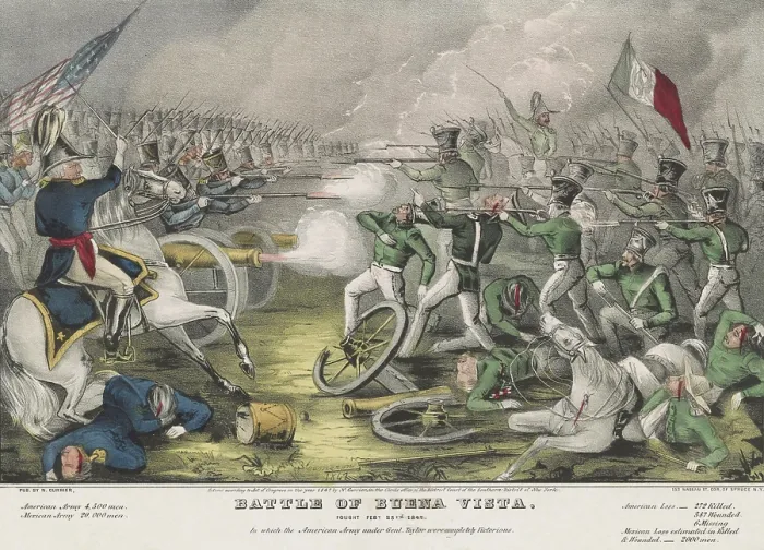 Framed Print : Mexican American War. Battle of Buena Vista, Feb. 22-23, 1847. The battle was a near thing, with the US army about a quarter of the size of the Mexican's 20, 000 men