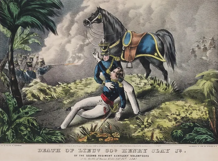 Framed Print : Mexican American War. Battle of Buena Vista, Feb. 22-23, 1847. The death of Lieut. Colonel Henry Clay Jr. at the Battle of Buena Vista