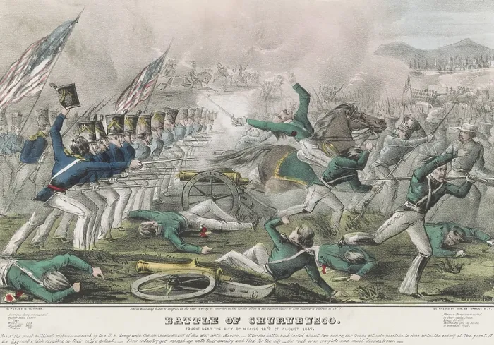 Framed Print : Mexican American War. Battle of Churubusco, August 20, 1847. During the US Army's approach to Mexico City, they invaded through rough land south of the city